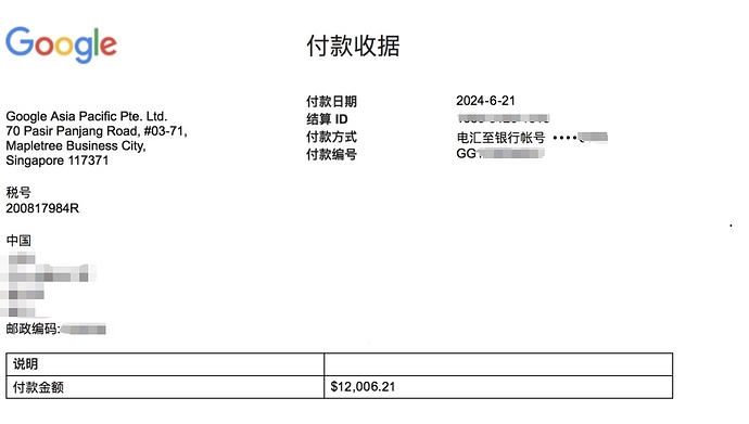 6月google收据