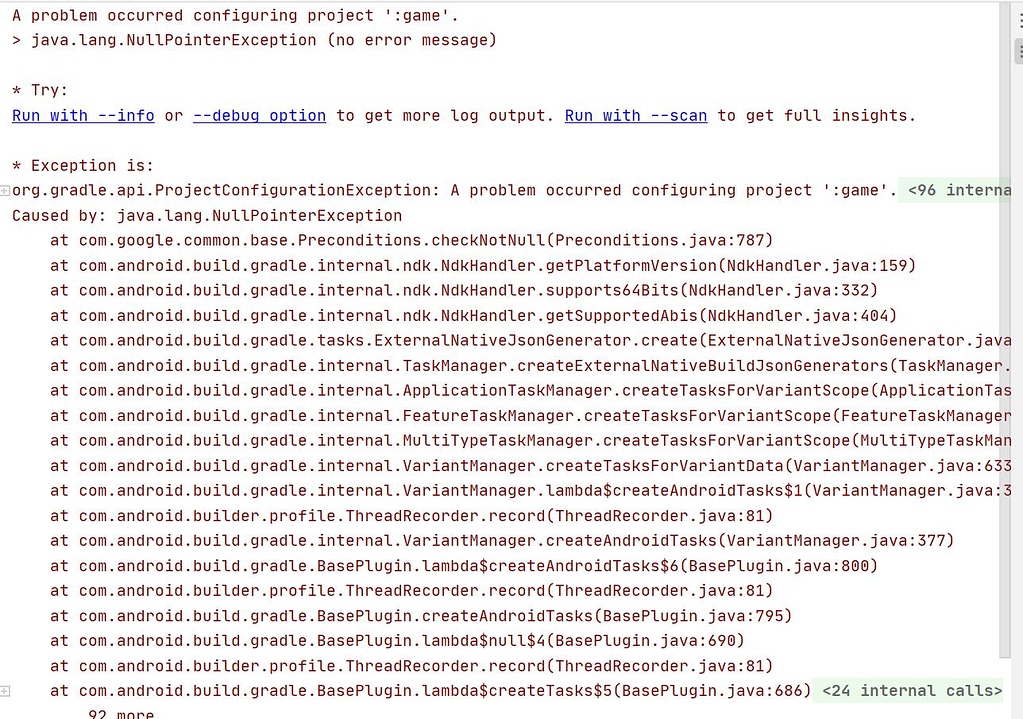编译安卓报错 A problem occurred configuring project ':game'. - Creator 2.x ...