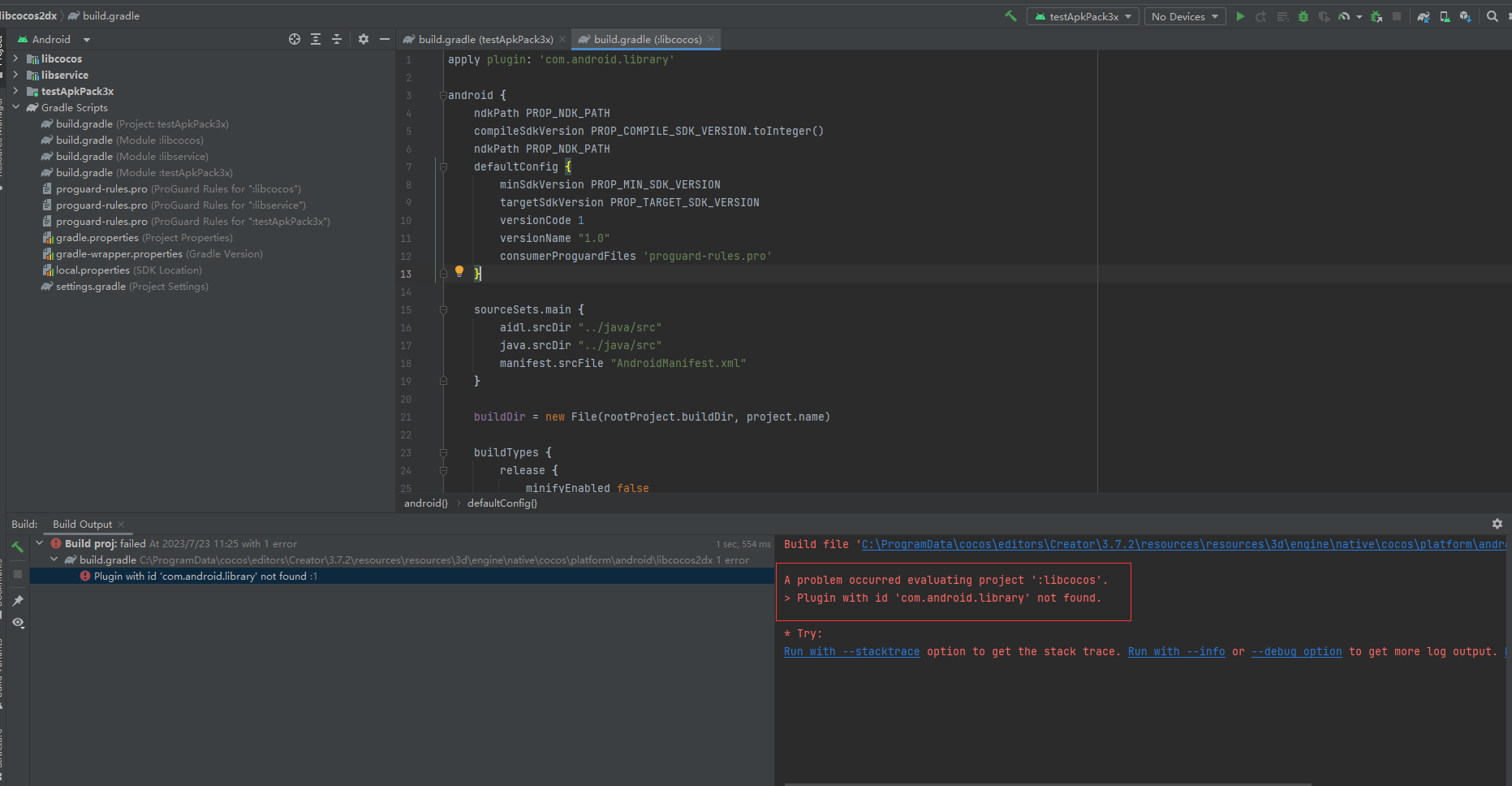 cocosCreator 3.7.2 build android 报错 - Creator 3.x - Cocos中文社区