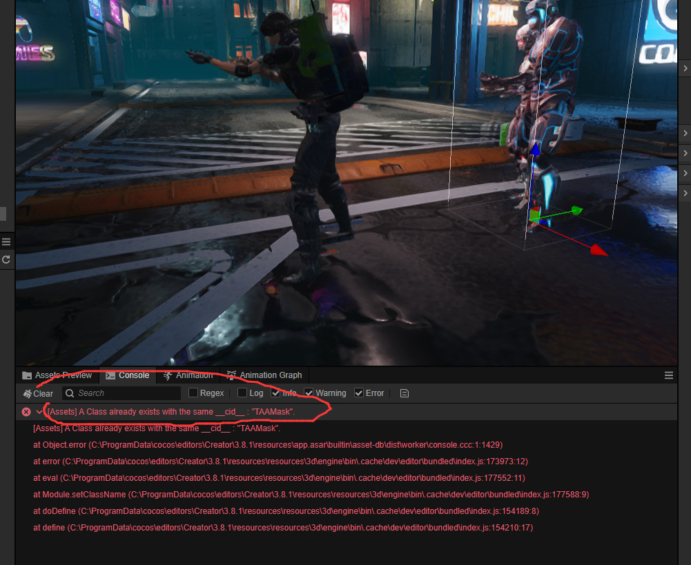 CocosCyberpunk项目启动失败：[Assets] A Class already exists with 